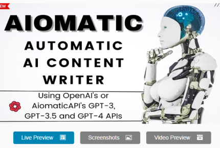 Aiomatic - Automatic AI Content Writer & Editor, GPT-3 & GPT-4, ChatGPT ChatBot & AI Toolkit